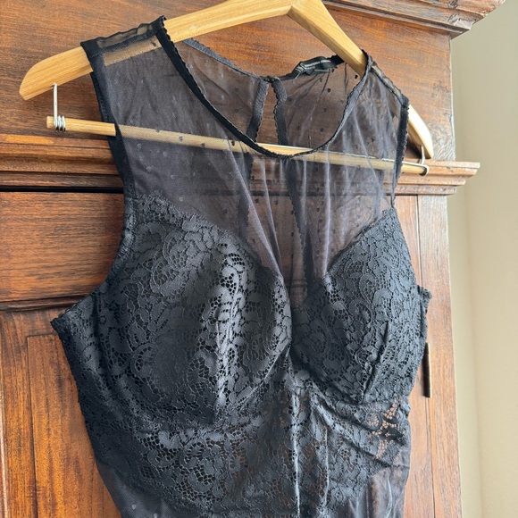 INC International Concepts Cupped Black Lace Bodysuit - Picture 2 of 8